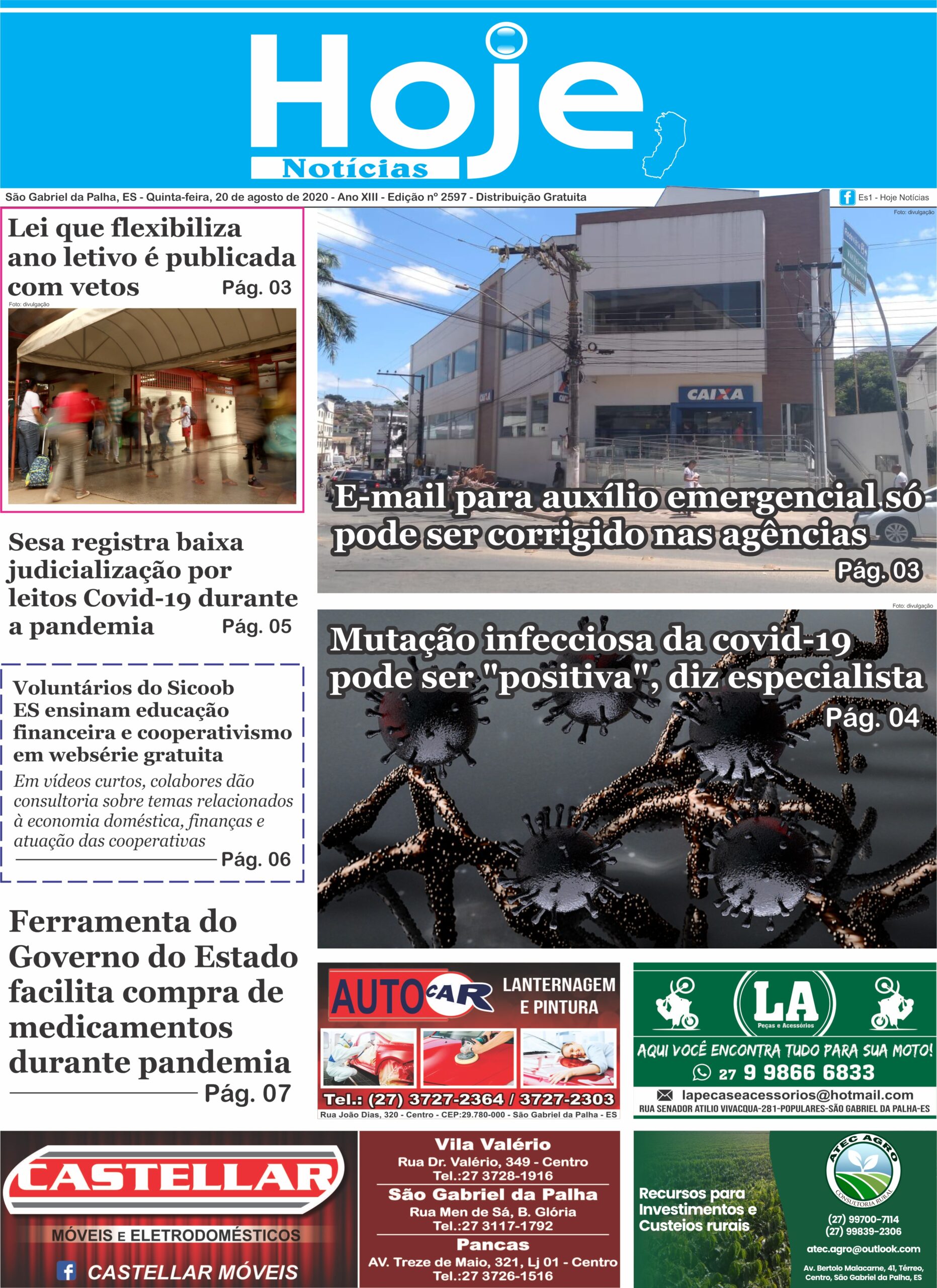 JORNAL HOJE NOTÍCIAS Edição 2597 20/08/2020 ES1